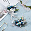 CRASPIRE 2Pcs 2 Style Silk Cloth Rose Flower Boutonniere Brooch & Wrist Corsage AJEW-CP0001-56-7