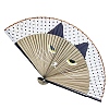 Cat Pattern Bamboo with Satin Folding Fan WOCR-PW0005-01A-03-1