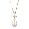White Teardrop Shell Pearl Pendant 304 Stainless Steel Cable Chain Necklaces for Women NJEW-JN05968-3