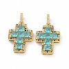 Brass Micro Pave Clear Cubic Zirconia Pendants ZIRC-F135-24G-04A-2