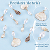 8Pcs 4 Styles Natural Spiral Shell Pendants and ABS Plastic Imitation Pearl Beads PALLOY-PH01748-4