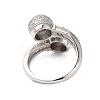 Round Brass Micro Pave Clear Cubic Zirconia Open Cuff Rings for Women RJEW-A046-10P-3