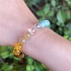 Natural Tiger Eye & Amazonite & Synthetic Malachite & Glass Round Bead Stretch Bracelets WG6A8BD-06-2