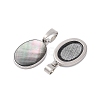 Rack Plating Natural Black Lip Shell Pendants KK-E059-18P-01-2