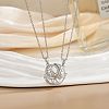 2Pcs Brass Micro Pave Clear Cubic Zirconia Magnetic Pendant Necklaces with 304 Stainless Steel Cable Chain WG04DA7-04-1