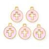 Light Gold Plated Alloy Enamel Pendants X-ENAM-R136-18B-1