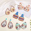 24Pcs 12 Style Single Face Printed Basswood Big Pendants WOOD-SZ0001-28-6