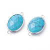 Platinum Tone Brass Synthetic Turquoise Links connectors G-F339-B02-2