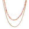 18K Gold Plated Stainless Steel & Natural Green Opal Beaded Double Layer Necklaces for Women QW1726-5-1