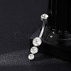 304 Stainless Steel Clear Cubic Zirconia Curved Barbell Belly Button Rings AJEW-D306-03P-05-1