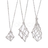 Brass Macrame Pouch Empty Stone Holder for Pendant Necklaces Making NJEW-JN04444-01-1