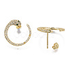 Brass Micro Pave Cubic Zirconia Stud Earrings EJEW-S208-091-1