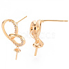 Brass Micro Pave Clear Cubic Zirconia Earring Findings KK-T062-232G-NF-3