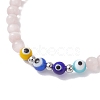 Cat Eye & Handmade Evil Eye Lampwork Round Beaded Stretch Bracelets for Women BJEW-JB12289-02-3