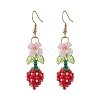 Flower 304 Stainless Steel Glass Seed Beads Dangle Earrings EJEW-MZ00470-01-2