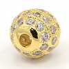 CZ Jewelry Brass Micro Pave Cubic Zirconia Round Beads ZIRC-M024-04G-2