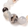 Natural Dendritic Agate Round Beads Bracelets & Necklaces Sets SJEW-L132-26-2