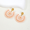 Bohemian Style Fan Glass Seed Beaded Dangle Stud Earrings for Women LS3119-1-1