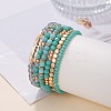 6Pcs 6 Styles Alloy Glass Rondelle Beaded Stretch Bracelets for Women FS-WG85505-01-1