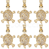 6Pcs Brass Micro Pave Cubic Zirconia Pendants KK-BBC0010-28-1