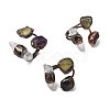Natural Fluorite & Quartz Crystal Irregular Nugget Open Cuff Ring RJEW-I082-07R-02A-1