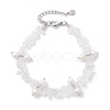 Natural Quartz Crystal Chip & Glass Shell Round Beaded Bracelets BJEW-JB12303-01-2