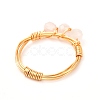 Copper Wire Wrapped Natural Gemstone Braided Bead Rings for Women RJEW-JR00393-7