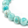 Natural White Jade & Howlite & Synthetic Turquoise(Dyed) Stretch Bracelet with Cross BJEW-JB08295-03-5
