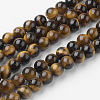 Natural Yellow Tiger Eye Bead Strands G-G735-71-6mm-A-1