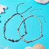 Glass with Natural Sea Shell Beads Braided Necklaces NJEW-JN04837-2