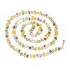 Faceted Cube Glass & Round Beaded Chains CHC-G018-03KCG-03-3