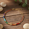 7 Chakras Synthetic Turquoise & Natural Lapis Lazuli & Carnelian Round Beads Double Layers Bracelets CC9331-1-2