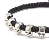 Skull Alloy Braided Bead Bracelet BJEW-JB07861-02-3