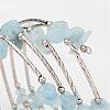 Four Loops Natural Aquamarine Beaded Wrap Bracelets BJEW-JB02332-01-2