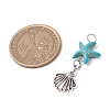 Starfish/Sea Stars Dyed Synthetic Turquoise & Alloy Shell Shape Pendants PALLOY-JF03957-01-5