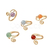 Natural Gemstone Cuff Open Rings RJEW-JR01071-2