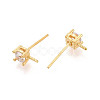 925 Sterling Silver & Clear Cubic Zirconia Stud Earring Findings STER-T008-71G-2
