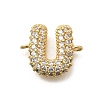 Brass Micro Pave Cubic Zirconia Letter Links KK-I717-04U-1