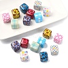 18Pcs 9 Colors Laser & Printed Opaque Acrylic Beads OACR-YW0004-55-2