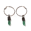 Natural Green Aventurine Bullet Dangle Hoop Earrings G-D468-23R-2