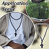 2Pcs 2 Styles Polyester Braided Cord Cross Pendant Prayer Necklaces NJEW-UN0001-87-5