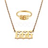 Number Pendant Necklace & Open Cuff Ring JX200A-1