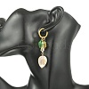 Leaf Natural Freshwater Shell & Teardrop Glass Dangle Earrings EJEW-JE07148-2