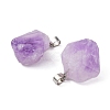 3Pcs Natural Amethyst Pendants G-FS0001-01-4