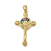 Brass Micro Pave Clear Cubic Zirconia Pendants ZIRC-I070-043G-1