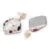 Rack Plating Rhombus Brass With Natural Tourmaline & Natural Pearl Handmade Indonesia Stud Earrings EJEW-U010-03B-G-2