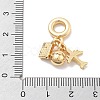 Brass Clear Cubic Zirconia Plane & Egg & Camera European Dangle Charms KK-M305-09G-3