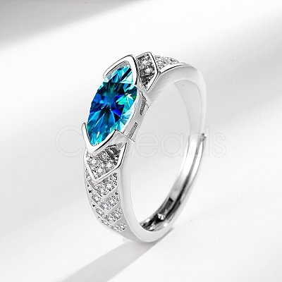 Horse Eye Brass Micro Pave Cubic Zirconia Finger Rings FS-WG116FD-09-1