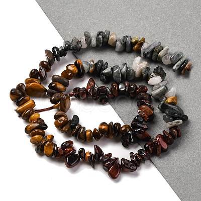 Natural Eagle Eye Stone & Tiger Eye & Dyed Red Tiger Eye Beads Strands G-L610-A16-01-1