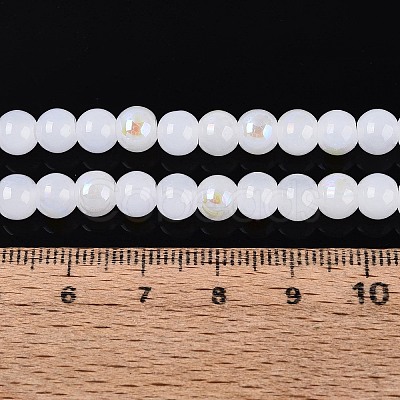 Electroplate Imitation Jade Glass Beads Strands EGLA-Q132-6MM-01B-01-1